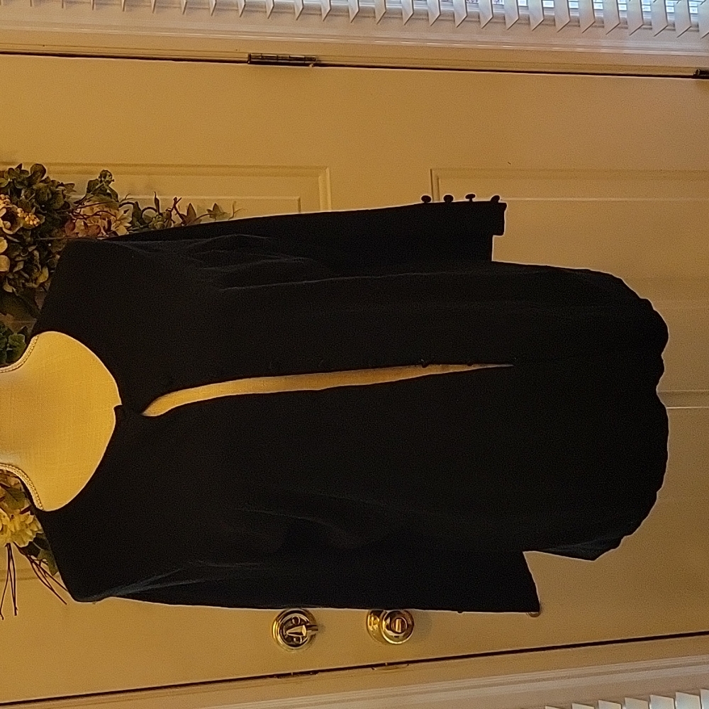 Audrey & Grace Woman black soft cardigan sweater covered buttons 3/4 slv…0X EUC
